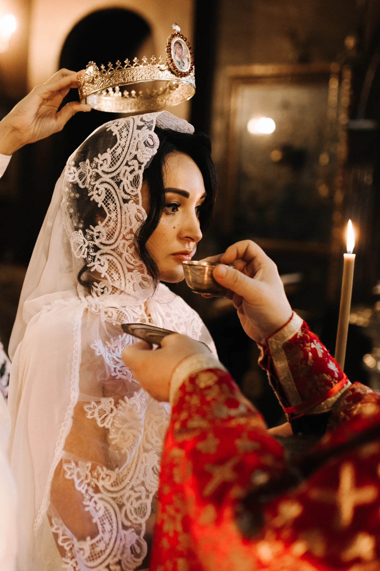 Organization of an Orthodox wedding ceremony in a church in Georgia