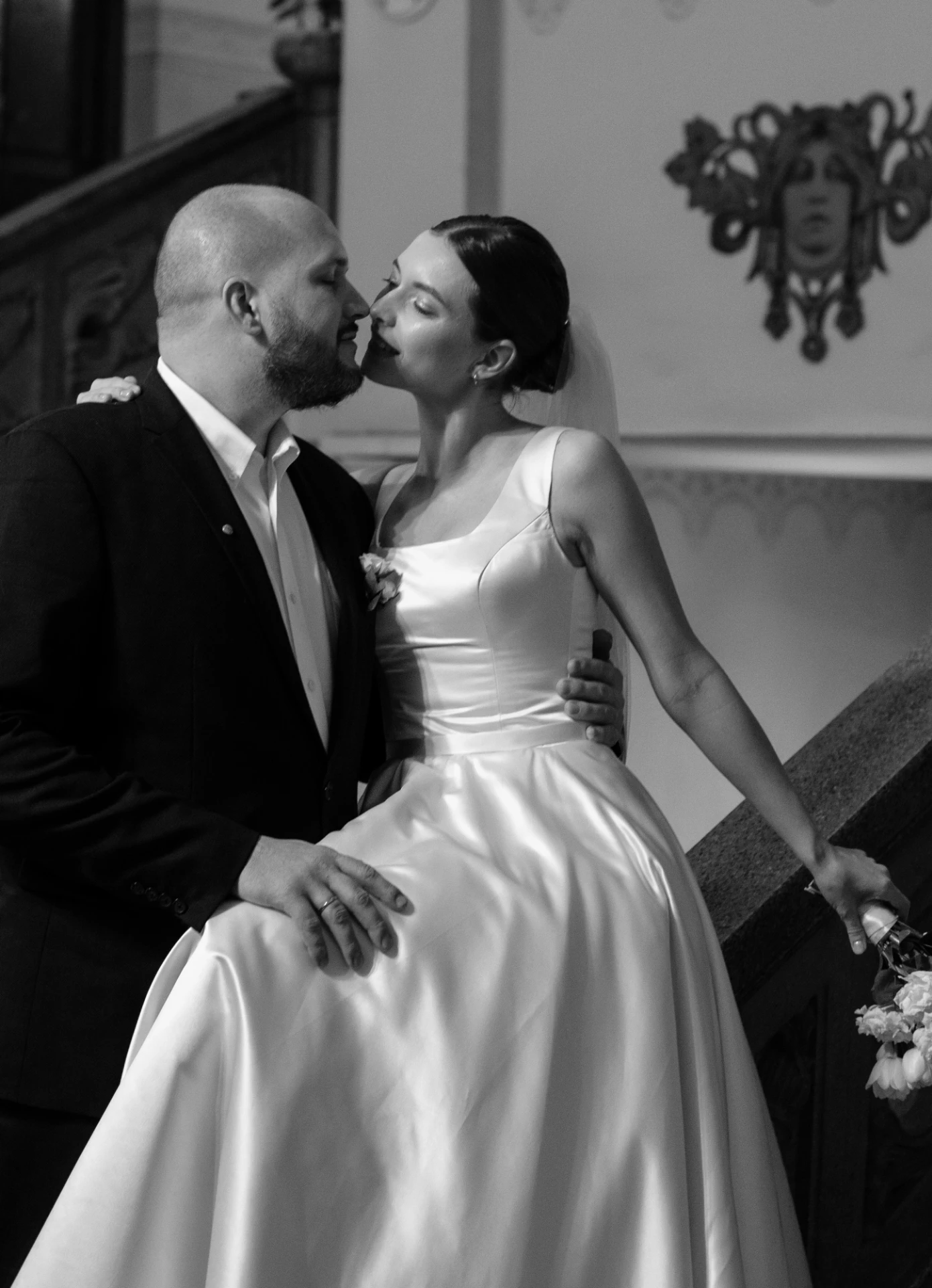 Romantic wedding registration in Old Tbilisi with a view of the historic center