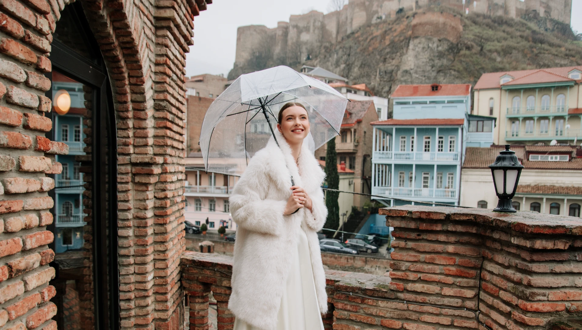 A romantic wedding on a terrace in Tbilisi with a view of the city