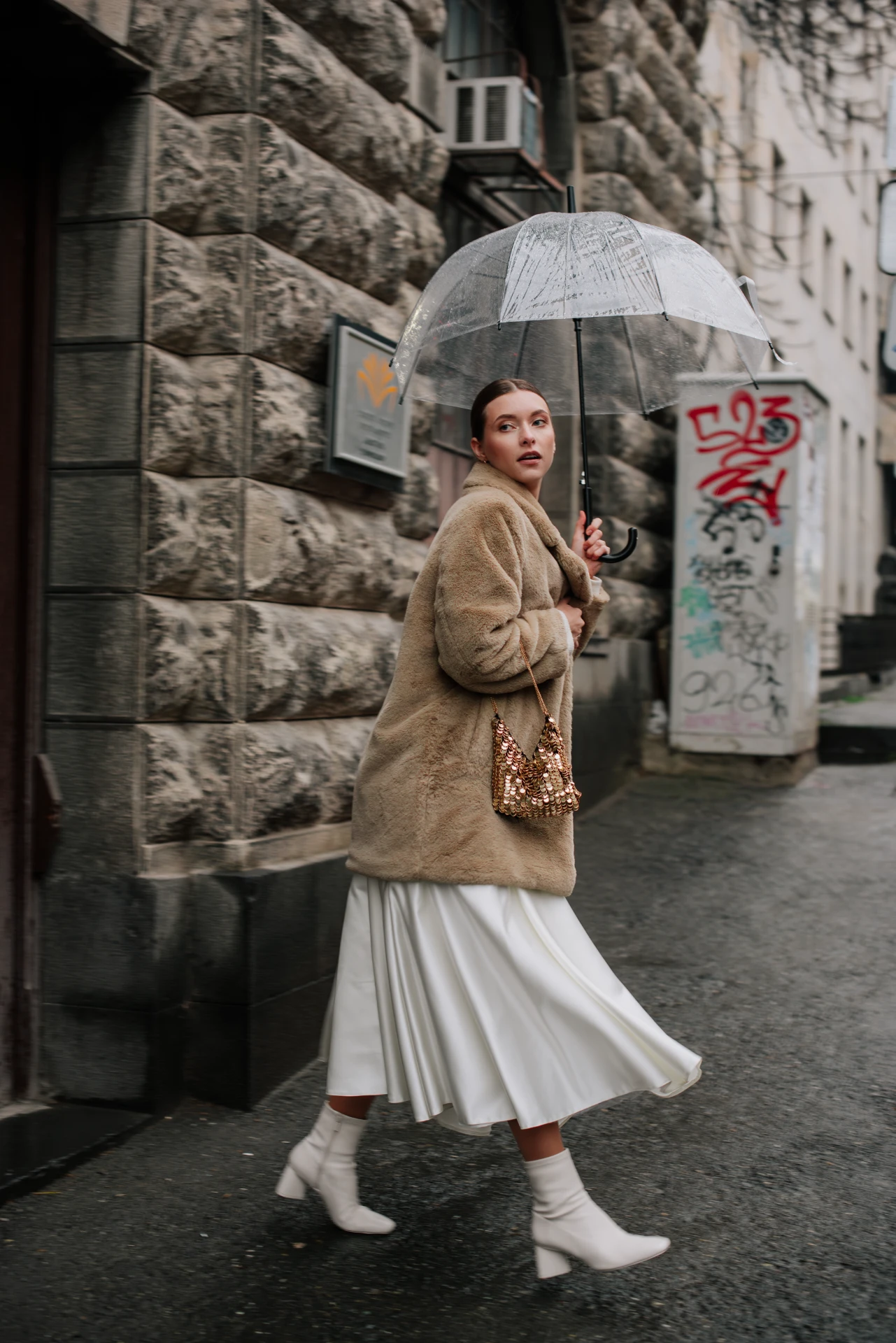 A foreign couple during their wedding photo shoot in the old town of Tbilisi