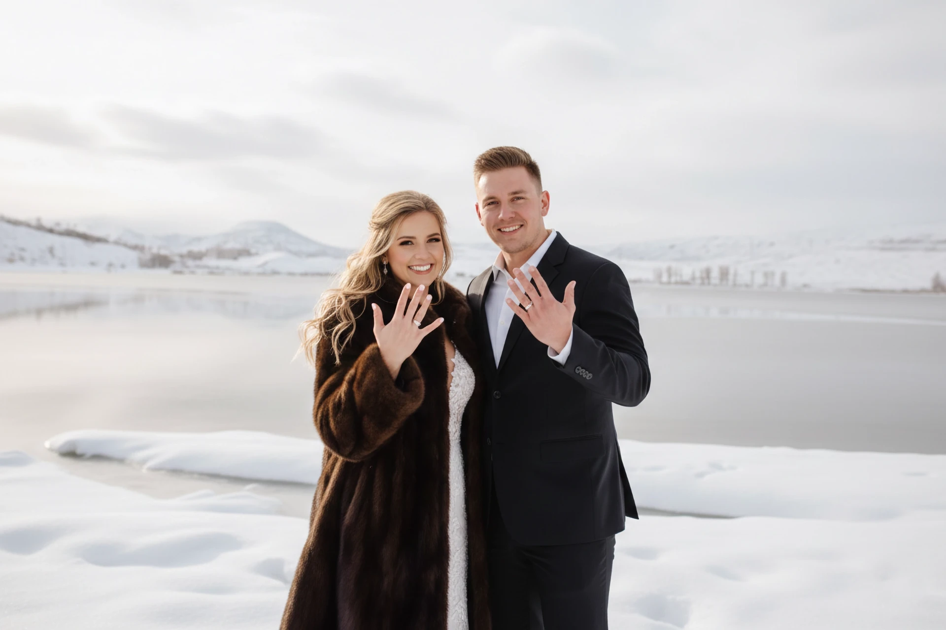 Свадьба на озере зимой в Грузии