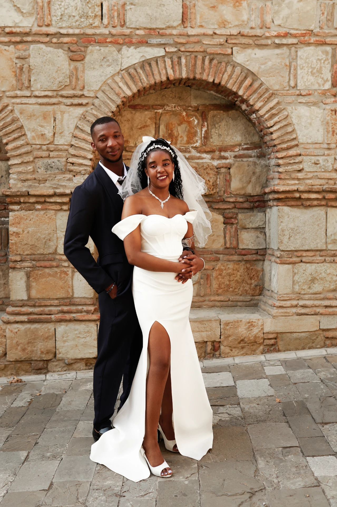 International couple wedding ceremony in summer
