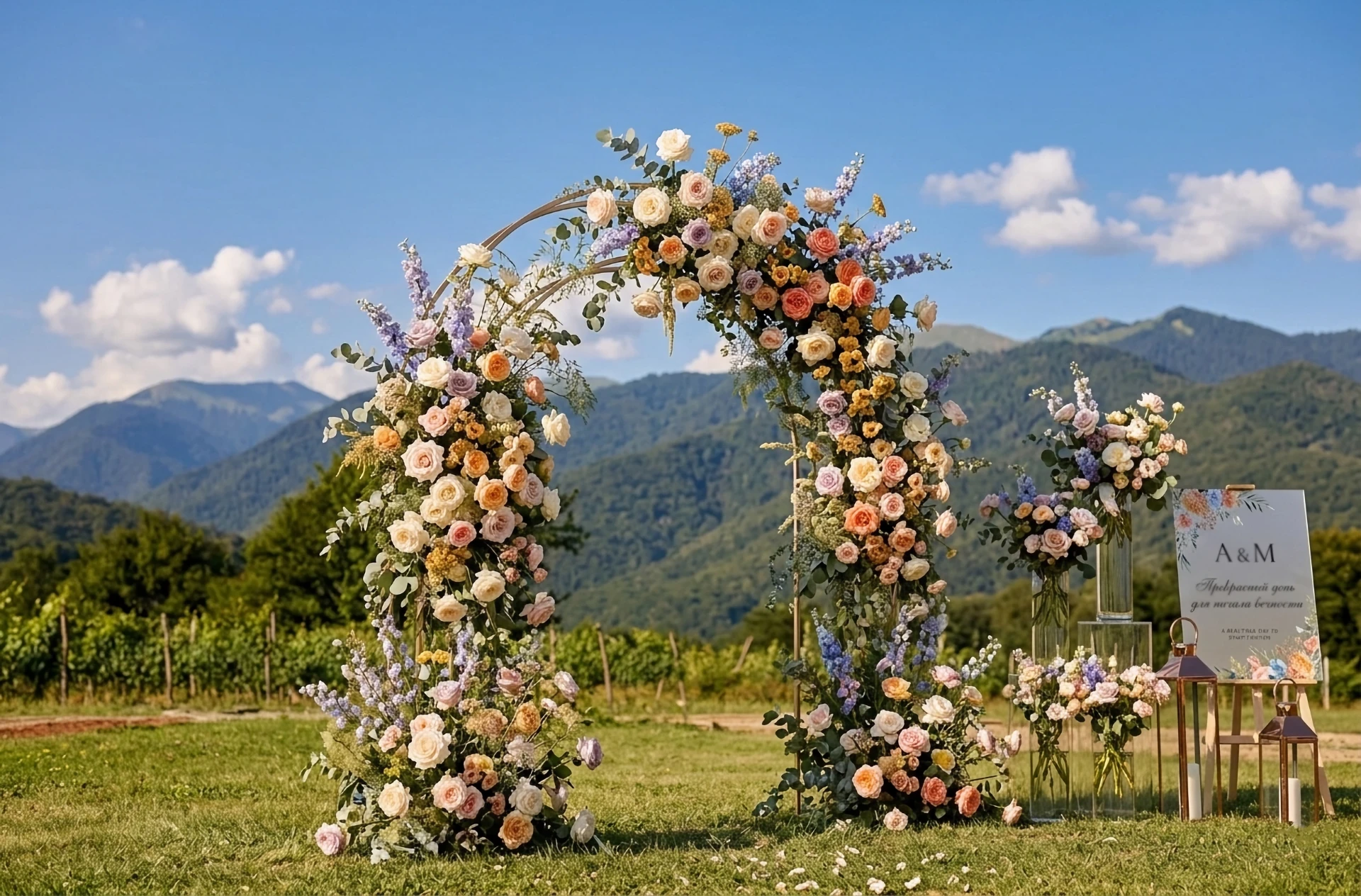Wedding ceremony in Georgia at Chateau Artwine for foreign couples