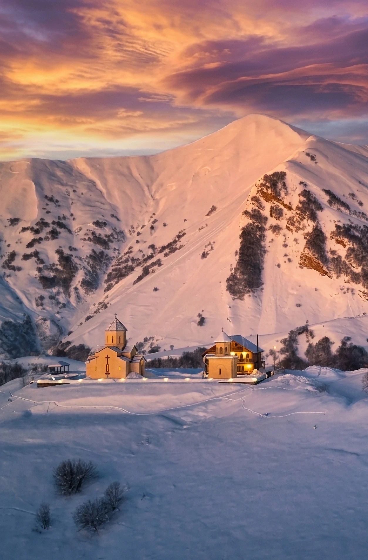 Winter wedding in the mountains at the Roshe Gudauri Hotel