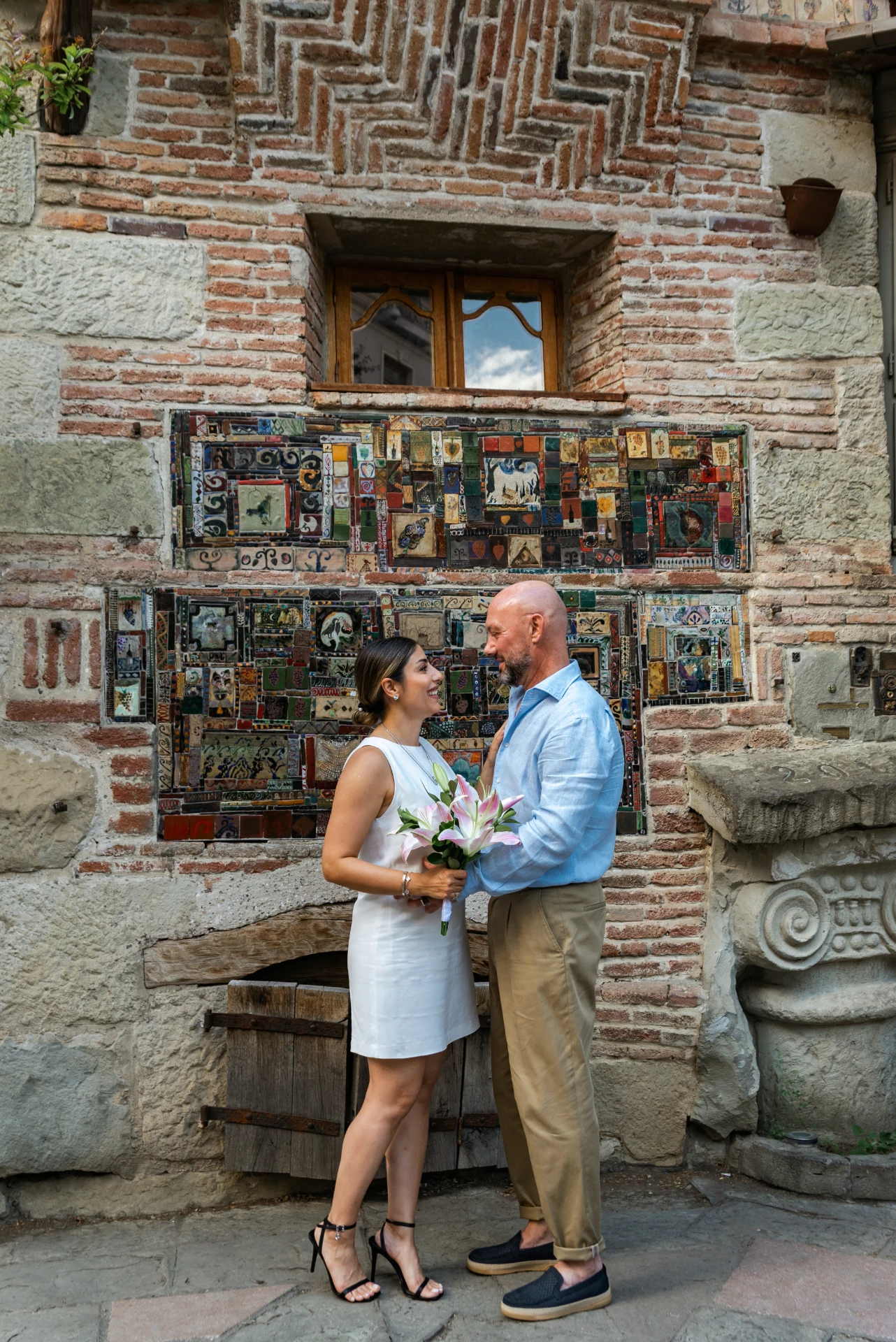 Newlyweds from Spain during a wedding photoshoot in Tbilisi
